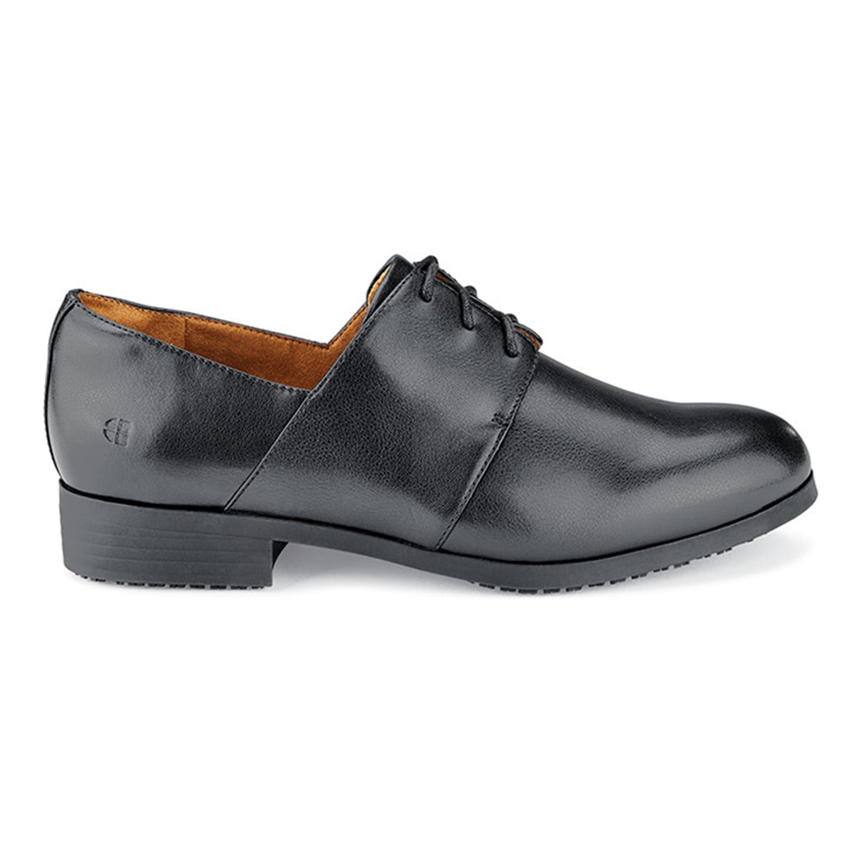 The Madison III from Shoes For Crews is an slip-resistant dress shoe designed to provide safety and security, seen from the right.