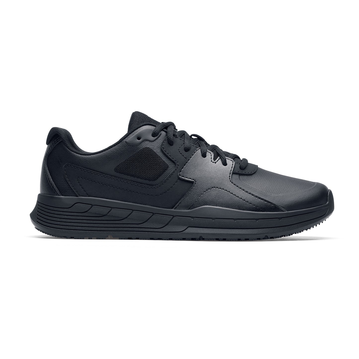A pair of black unisex Condor II Shoes for Crews trainers with a superior slip-resistant outsole and a breathable upper.