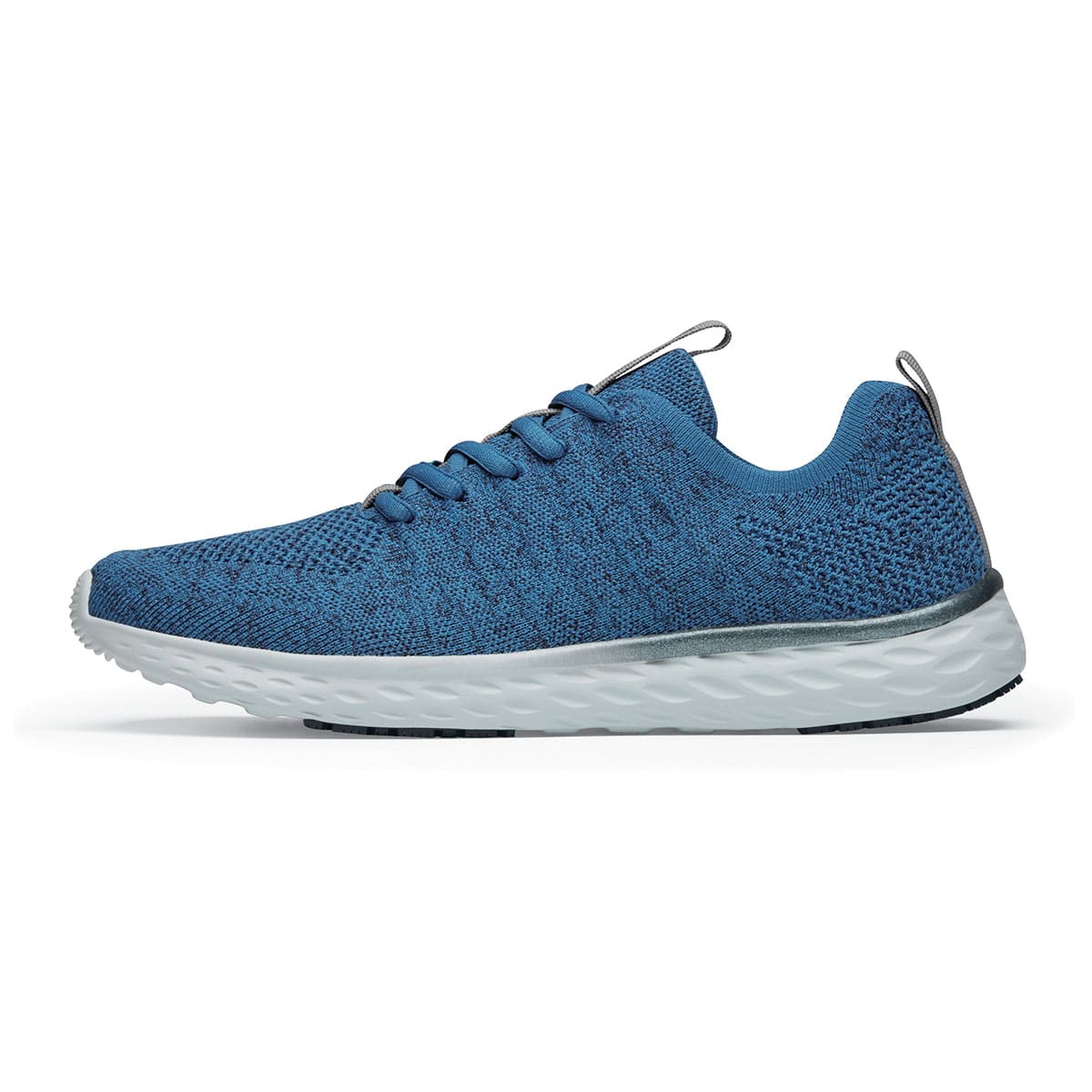 The Everlight Mens Ocean Blue from Shoes For Crews are slip-resistant, breathable, lightweight and easy-to-clean trainers,  seen from the left.