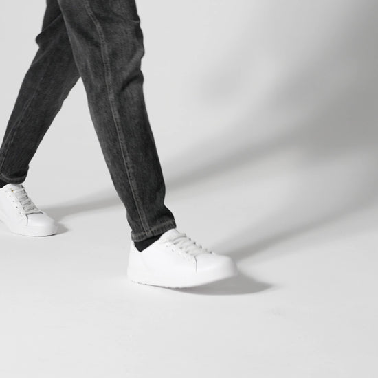 The Old School Low-Rider White from Shoes For Crews is a slip resistant lace-up designed to provide comfort throughout the day, product video.